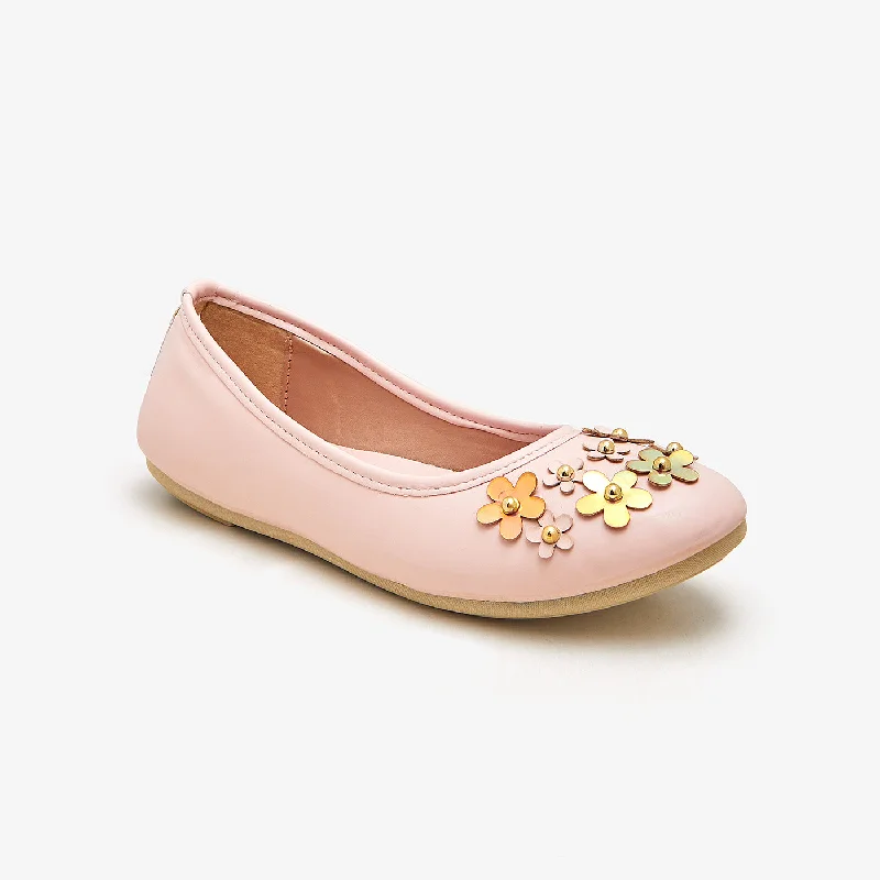 Girls Floral Embellished Pumps