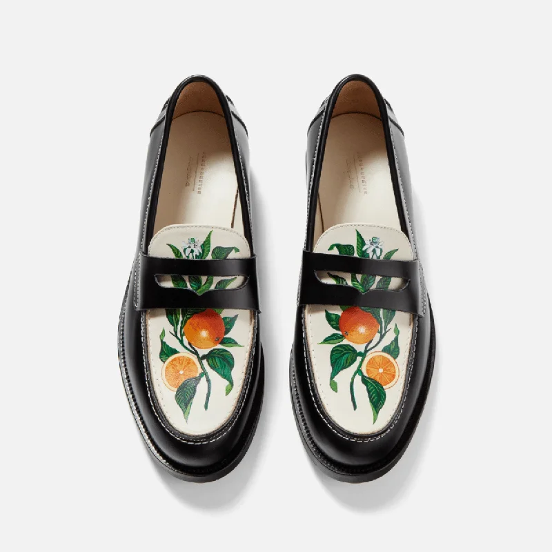 Sustainable Women's Recycled Material Loafers in Gray for Eco - Conscious ShoppersWilde Hand-Painted Orange Penny Loafer - Women's Sustainable Women's Recycled Material Loafers in Gray for Eco - Conscious ShoppersWilde Hand-Painted Orange Penny Loafer - Women's