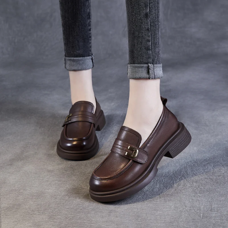 Women's Fur - Lined Loafers in Tan for a Cozy Winter OptionWomen Retro Leather Low Block Classic Loafers Women's Fur - Lined Loafers in Tan for a Cozy Winter OptionWomen Retro Leather Low Block Classic Loafers