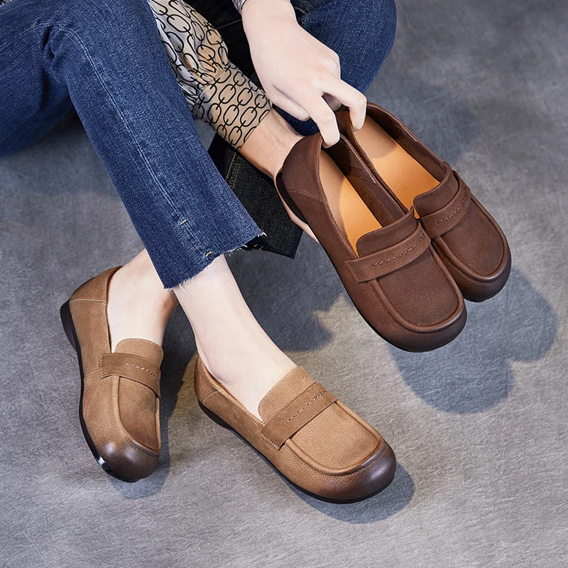 Women's Premium Leather Tassel Loafers in Dark Brown for a Classic Office LookWomen Retro Solid Leather Casual Flat Soft Loafers Women's Premium Leather Tassel Loafers in Dark Brown for a Classic Office LookWomen Retro Solid Leather Casual Flat Soft Loafers