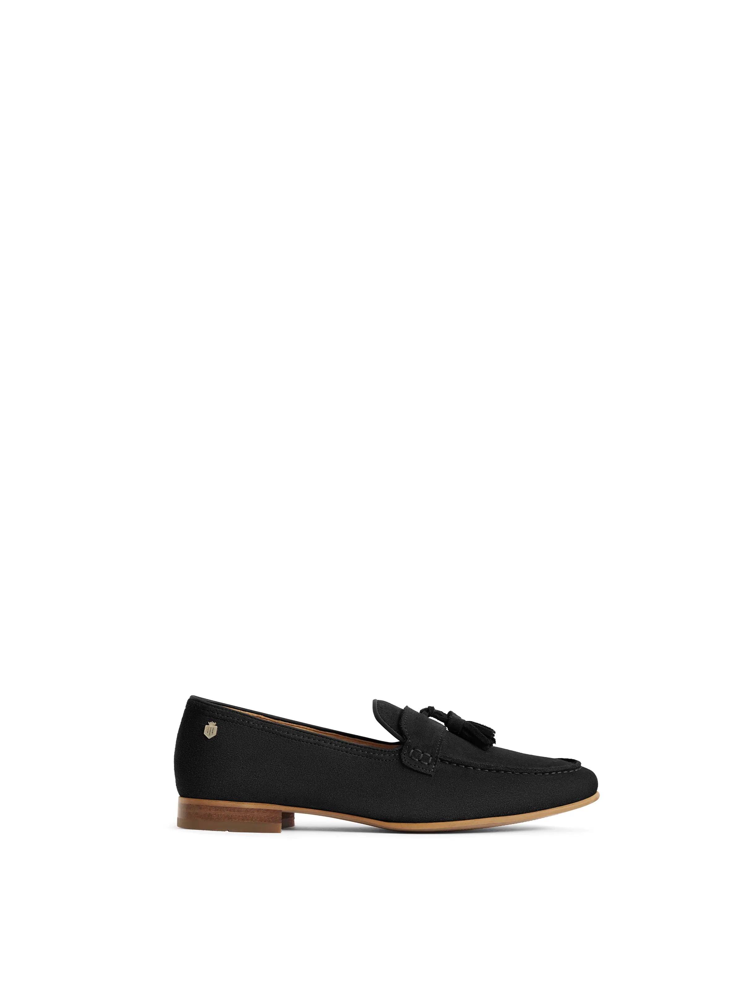 Women's Embroidered Floral Pattern Loafers in Beige for a Spring - Inspired OutfitLa Rochelle - Black Suede Women's Embroidered Floral Pattern Loafers in Beige for a Spring - Inspired OutfitLa Rochelle - Black Suede
