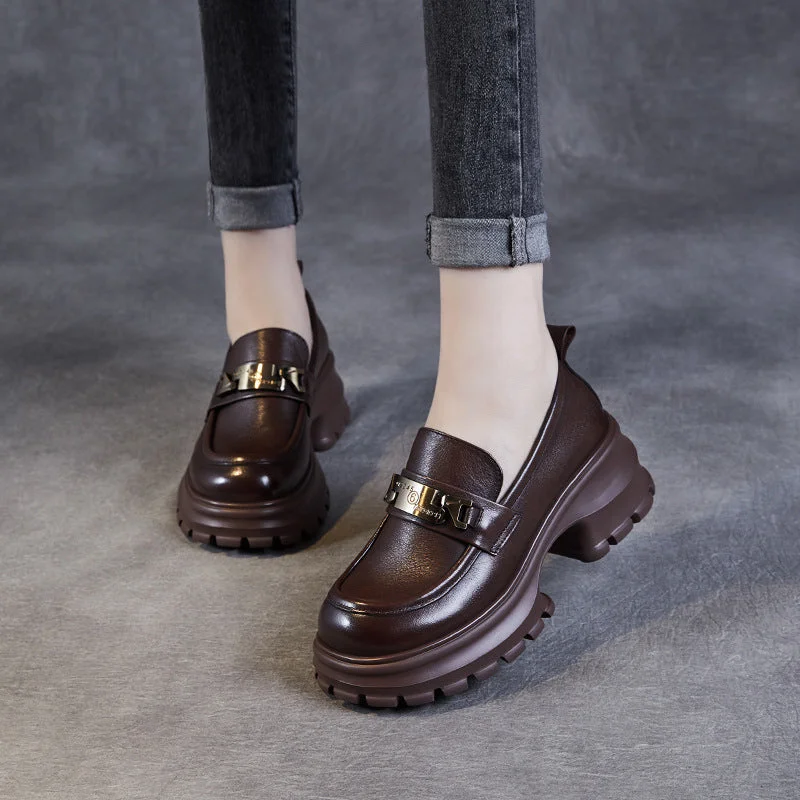 Elastic - Back Women's Loafers in Teal for Easy On - and - OffWomen Leather Chain Casual Chunky Platform Loafers Elastic - Back Women's Loafers in Teal for Easy On - and - OffWomen Leather Chain Casual Chunky Platform Loafers