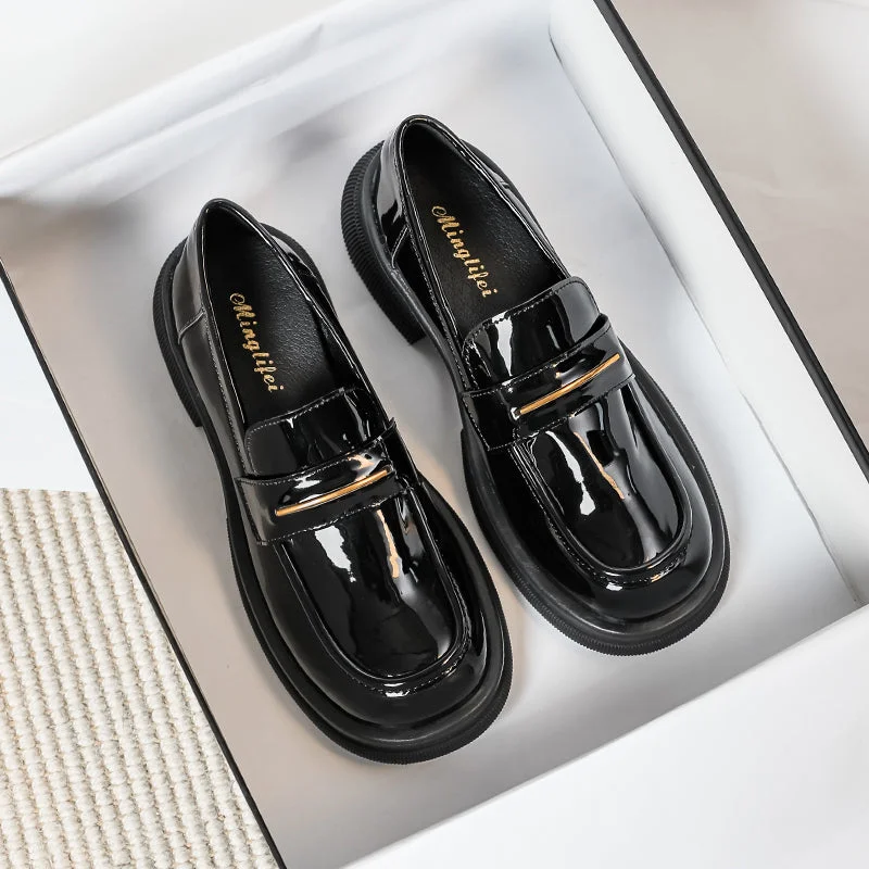 Women's Glitter - Embellished Loafers in Silver for a Sparkly Party LookWomen Thick Sole Casual Glossy JK Loafers Women's Glitter - Embellished Loafers in Silver for a Sparkly Party LookWomen Thick Sole Casual Glossy JK Loafers