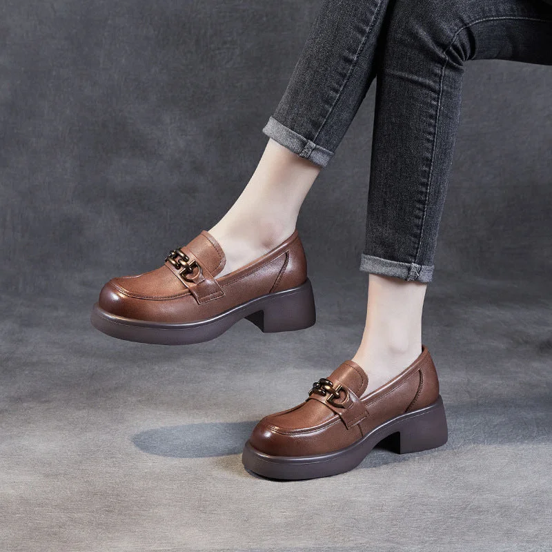 Waterproof Women's Loafers in Black for Rainy DaysWomen Retro Comfy Leather Low Heel Loafers Waterproof Women's Loafers in Black for Rainy DaysWomen Retro Comfy Leather Low Heel Loafers