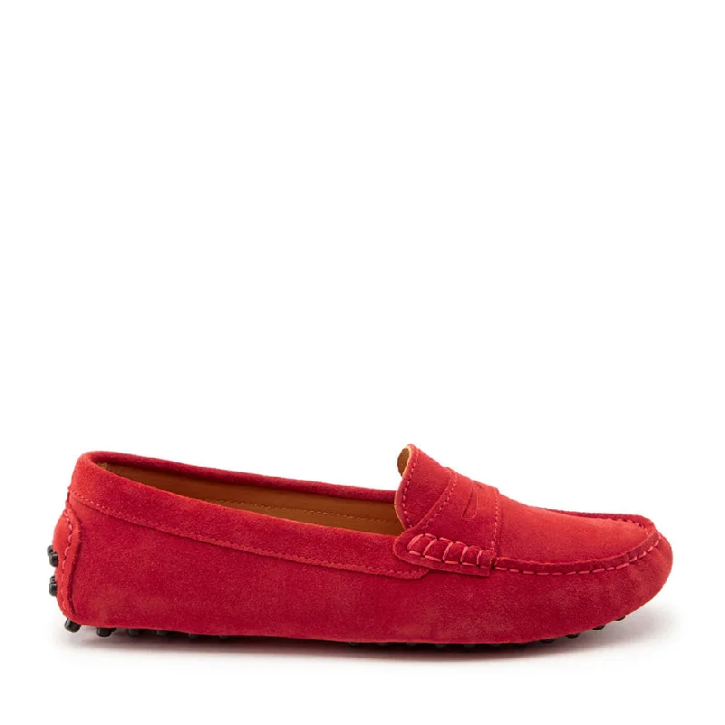 Lightweight Women's Mesh - Paneled Loafers in White for BreathabilityWomen's Penny Driving Loafers, red suede Lightweight Women's Mesh - Paneled Loafers in White for BreathabilityWomen's Penny Driving Loafers, red suede