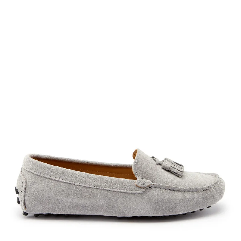 Slip - Resistant Women's Rubber - Sole Loafers in Navy for Wet ConditionsWomen's Tasselled Driving Loafers, dove grey suede Slip - Resistant Women's Rubber - Sole Loafers in Navy for Wet ConditionsWomen's Tasselled Driving Loafers, dove grey suede