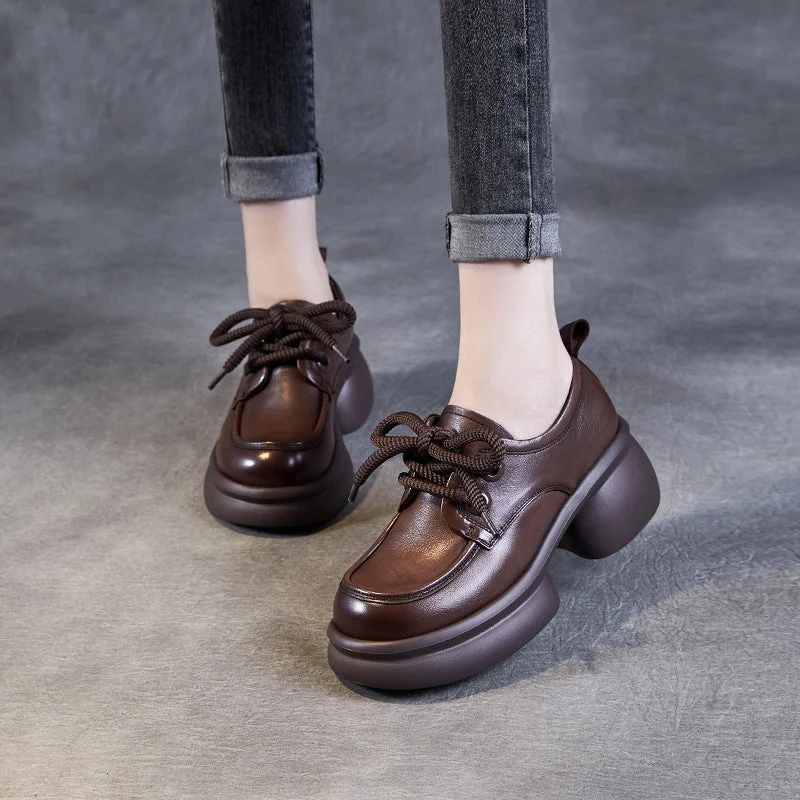 Women's Fur - Lined Loafers in Tan for a Cozy Winter OptionWomen Minimalism Chunky Platform Lace-up Loafers Women's Fur - Lined Loafers in Tan for a Cozy Winter OptionWomen Minimalism Chunky Platform Lace-up Loafers