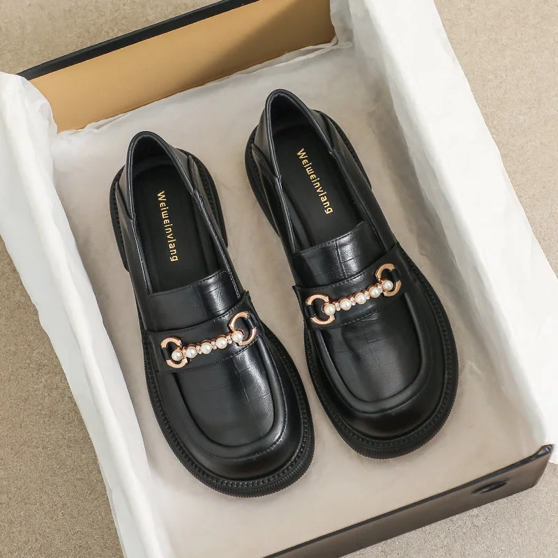 Waterproof Women's Loafers in Black for Rainy DaysWomen Summer Leather Casual Flat Loafers Waterproof Women's Loafers in Black for Rainy DaysWomen Summer Leather Casual Flat Loafers