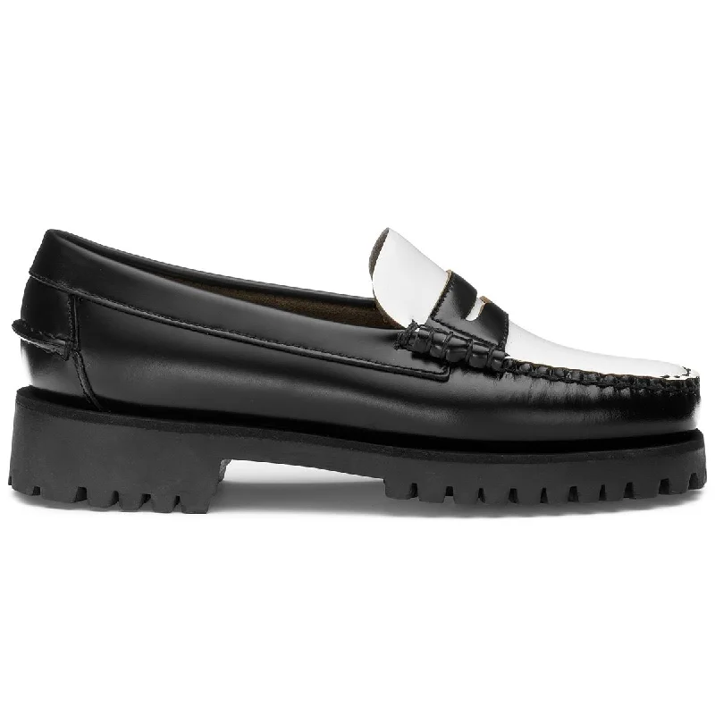 Adjustable Strap Women's Loafers in Tan for a Custom FitDan Lug Woman - Black & White