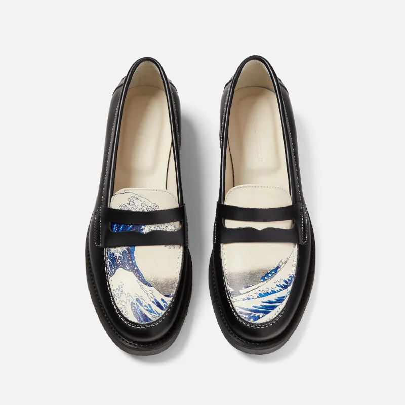 Lightweight Women's Mesh - Paneled Loafers in White for BreathabilityWilde The Great Wave Penny Loafer - Women's Lightweight Women's Mesh - Paneled Loafers in White for BreathabilityWilde The Great Wave Penny Loafer - Women's