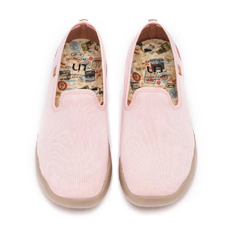 Women's Embroidered Floral Pattern Loafers in Beige for a Spring - Inspired OutfitBarcelona Knitted Pink