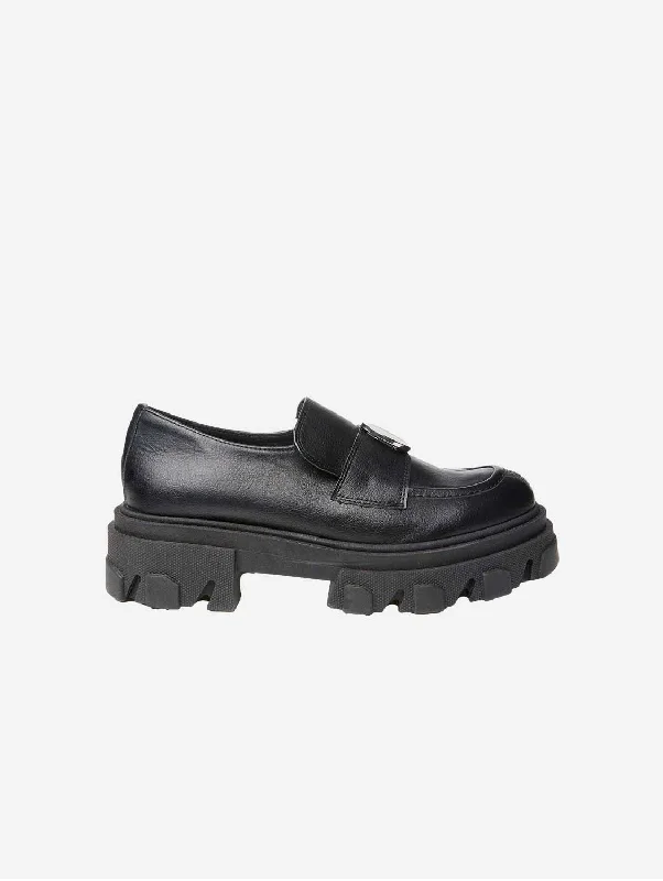 Slip - Resistant Women's Rubber - Sole Loafers in Navy for Wet ConditionsBlocky Vegan Grape Leather Loafers | Black Slip - Resistant Women's Rubber - Sole Loafers in Navy for Wet ConditionsBlocky Vegan Grape Leather Loafers | Black