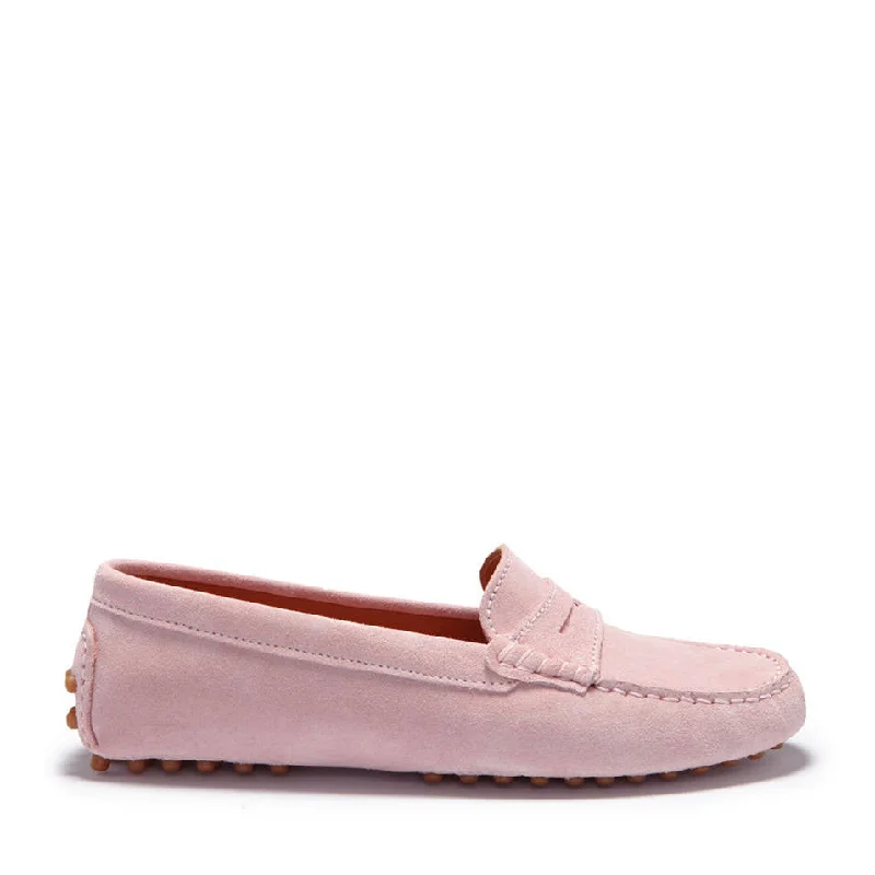 Women's Bow - Embellished Loafers in Red for a Feminine TouchWomen's Penny Driving Loafers, ice pink suede Women's Bow - Embellished Loafers in Red for a Feminine TouchWomen's Penny Driving Loafers, ice pink suede