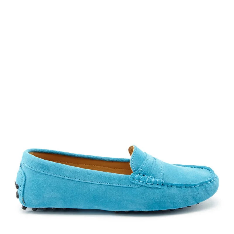 Women's Metallic Foil - Finish Loafers in Gold for a Glamorous Night OutWomen's Penny Driving Loafers, turquoise suede Women's Metallic Foil - Finish Loafers in Gold for a Glamorous Night OutWomen's Penny Driving Loafers, turquoise suede