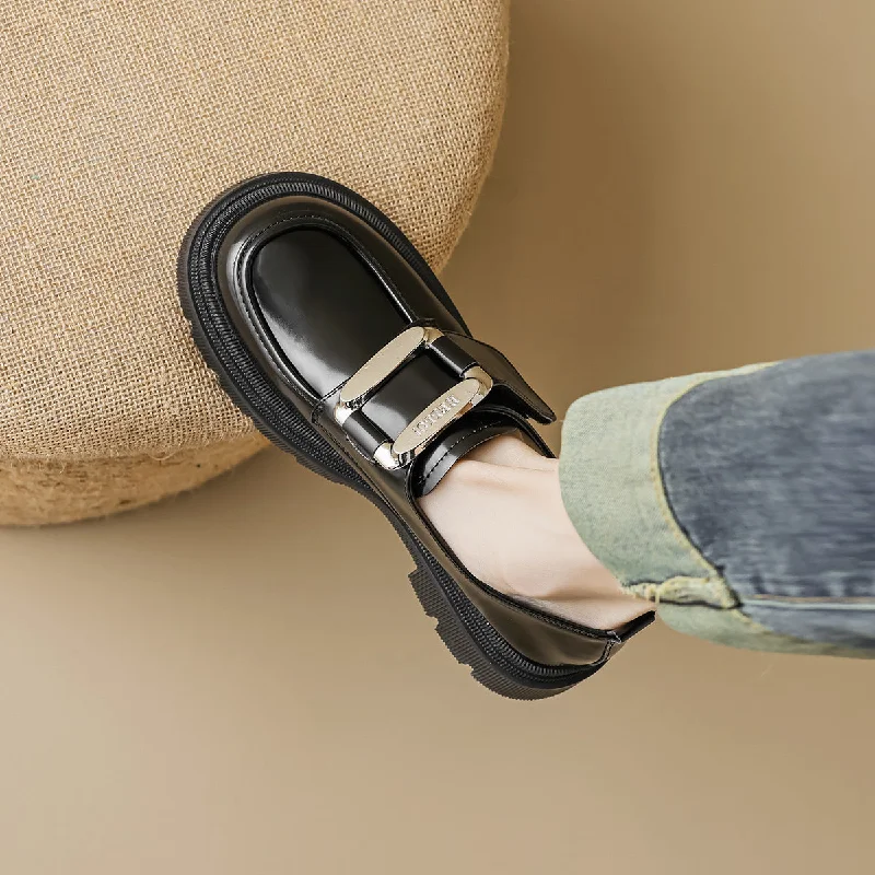 Child - Friendly Women's Loafers in Purple for Moms on the GoWomen Fashion Glossy Velcro Tape Platform Loafers