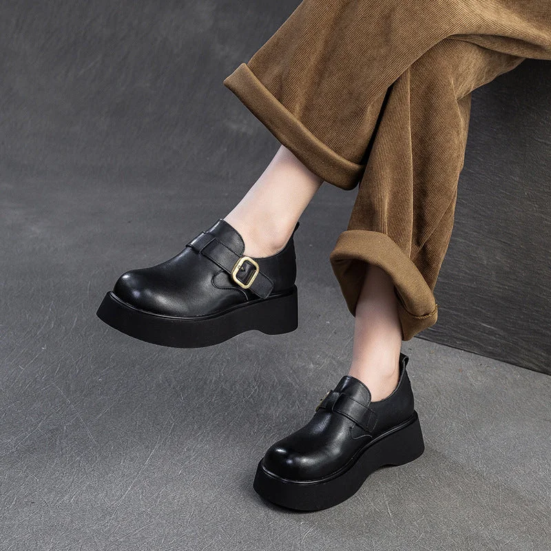 Women's Fur - Lined Loafers in Tan for a Cozy Winter OptionWomen Retro Solid Soft Leather Round Head Loafers Women's Fur - Lined Loafers in Tan for a Cozy Winter OptionWomen Retro Solid Soft Leather Round Head Loafers