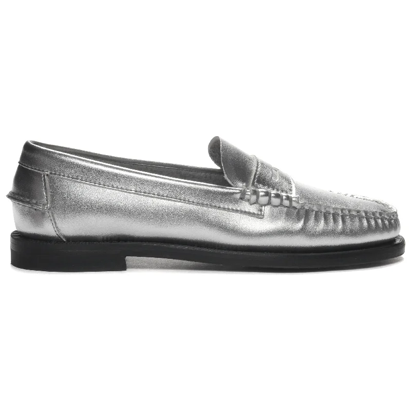 Waterproof Women's Loafers in Black for Rainy DaysDan Met Woman - Silver