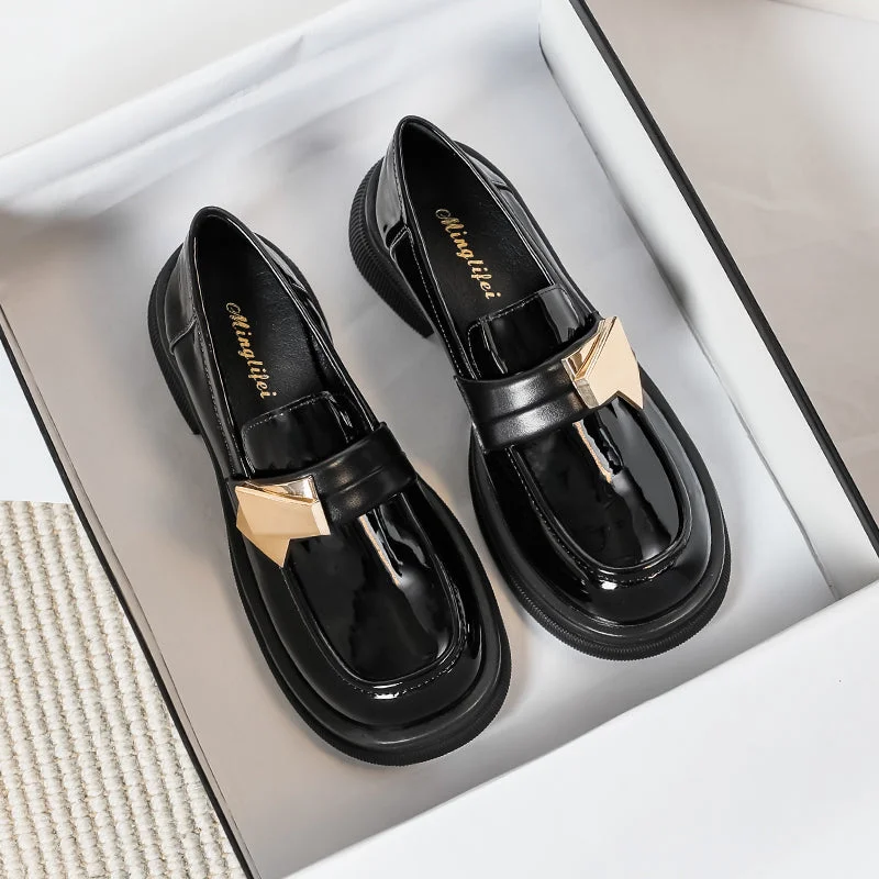Women's Tassel - Trimmed Loafers with a Low Heel in Olive Green for a Trendy TwistWomen Casual Thick Sole Glossy Loafers Women's Tassel - Trimmed Loafers with a Low Heel in Olive Green for a Trendy TwistWomen Casual Thick Sole Glossy Loafers