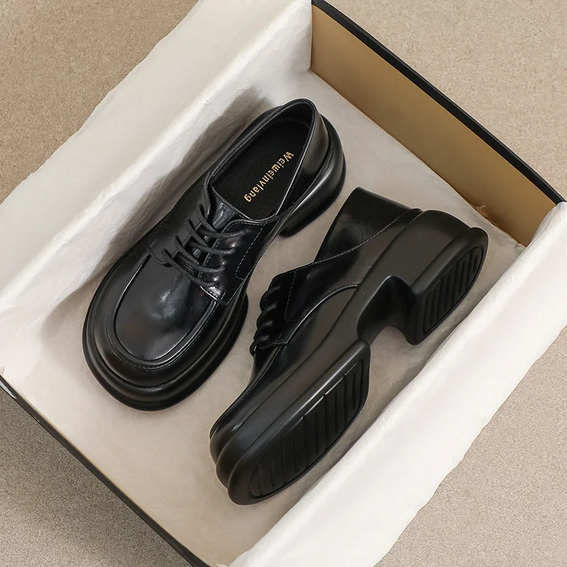 Women's Premium Leather Tassel Loafers in Dark Brown for a Classic Office LookWomen Retro Casual Thick Sole Loafers Women's Premium Leather Tassel Loafers in Dark Brown for a Classic Office LookWomen Retro Casual Thick Sole Loafers