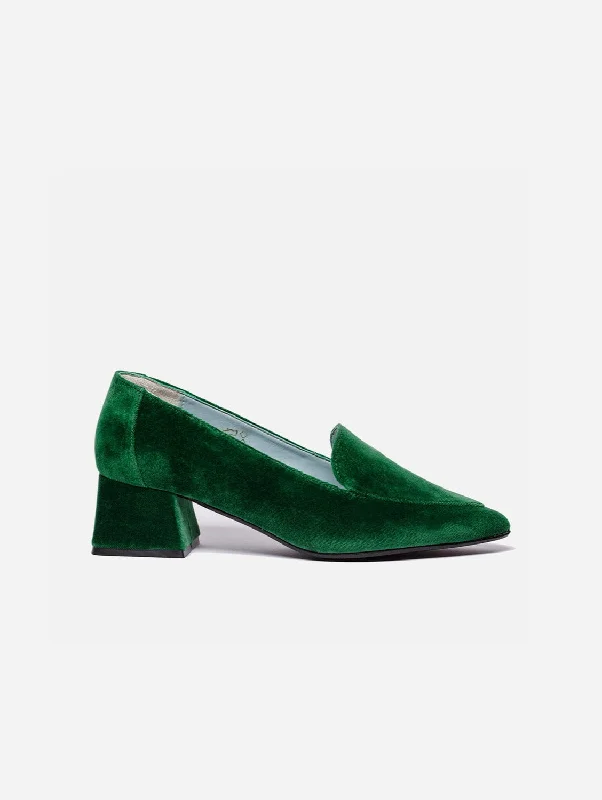Women's Tassel - Trimmed Loafers with a Low Heel in Olive Green for a Trendy TwistIris Vegan Velvet Moccasin Loafers | Green Women's Tassel - Trimmed Loafers with a Low Heel in Olive Green for a Trendy TwistIris Vegan Velvet Moccasin Loafers | Green