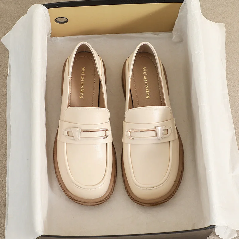 Women's Glitter - Embellished Loafers in Silver for a Sparkly Party LookWomen Soft Leather Minimalism Thick Soled Loafers