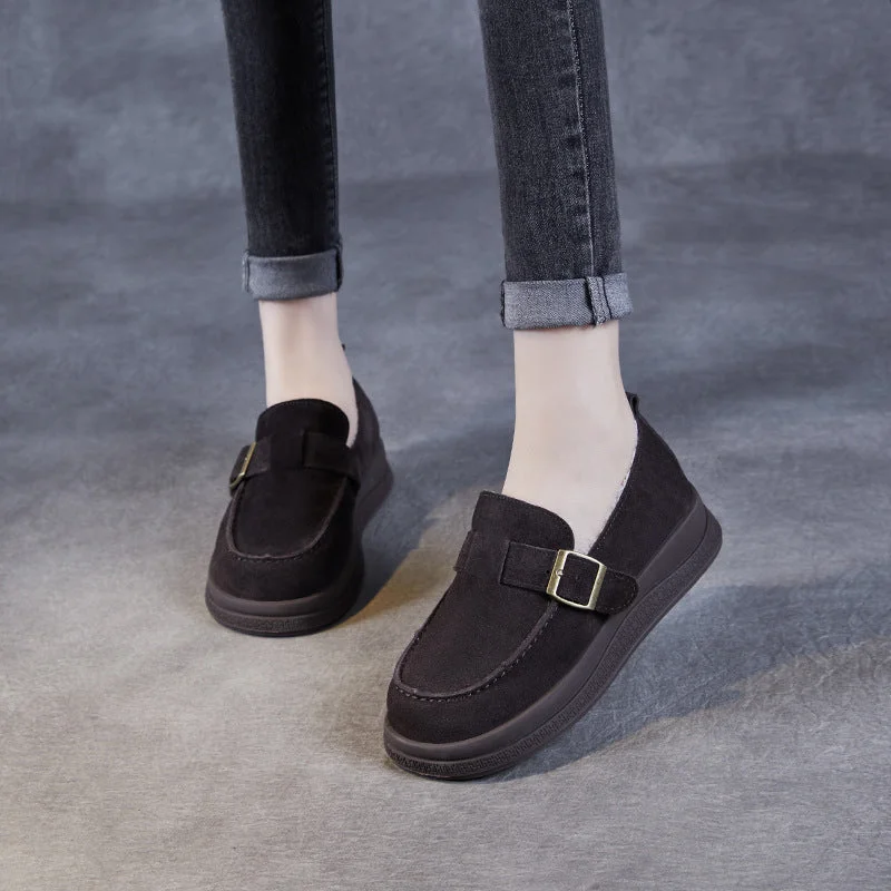 Waterproof Women's Loafers in Black for Rainy DaysWomen Retro Suede Winter Furred Warm Loafers Waterproof Women's Loafers in Black for Rainy DaysWomen Retro Suede Winter Furred Warm Loafers