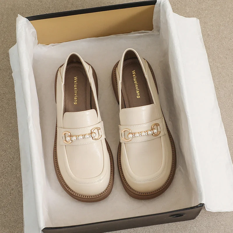Sustainable Women's Recycled Material Loafers in Gray for Eco - Conscious ShoppersWomen Retro Soft Leather Casual Loafers Sustainable Women's Recycled Material Loafers in Gray for Eco - Conscious ShoppersWomen Retro Soft Leather Casual Loafers