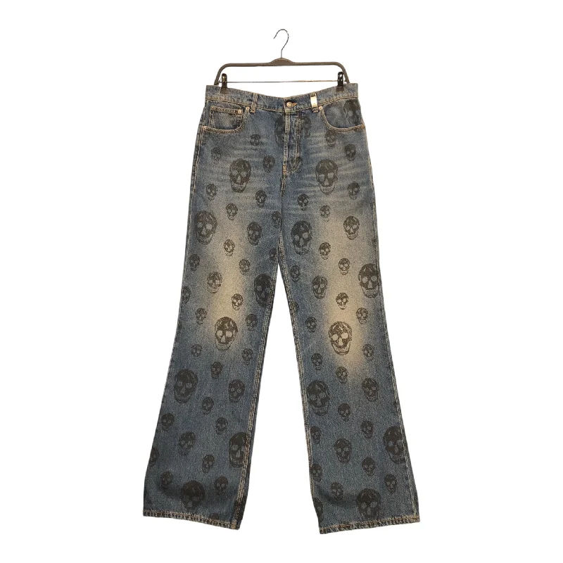 Alexander McQueen/Pants/48/Denim/IDG/Graphic/ALL OVER SKULL PRINT