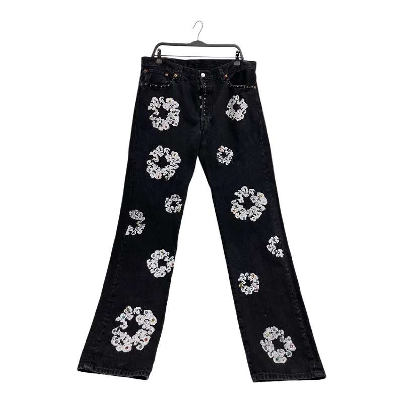 DENIM TEARS/Straight Pants/31/Denim/BLK/All Over Print/