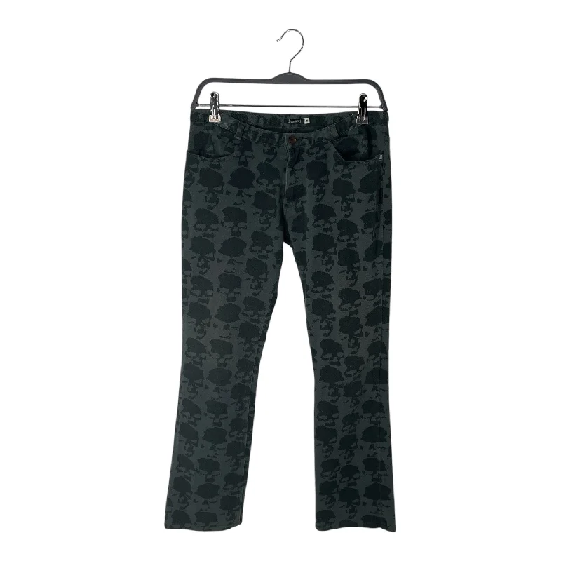 UNDERCOVER/Skinny Pants/M/Cotton/GRN/All Over Print/AW01 DAVF SKULL DENIM