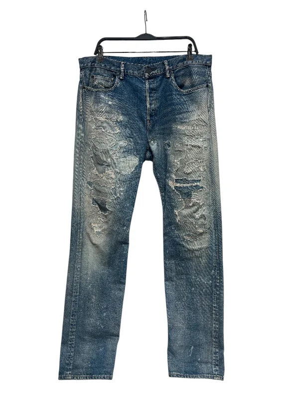 JOHN ELLIOTT/Straight Pants/36/Denim/IDG/All Over Print/DISTRESSED