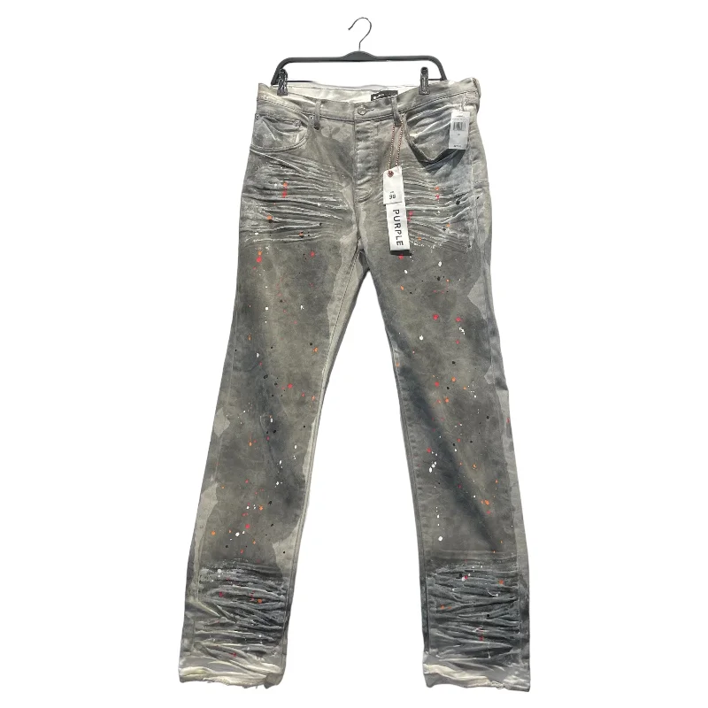 PURPLE BRAND/Skinny Pants/38/Denim/MLT/All Over Print/painted paint splatter grey