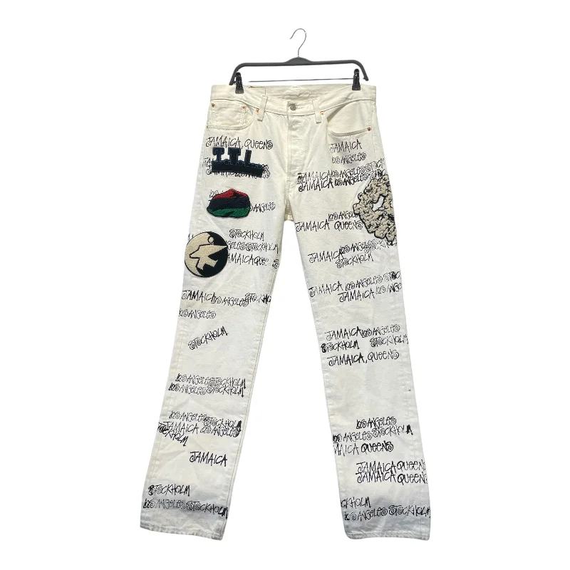 Levi's/DENIM TEARS/STUSSY/Straight Pants/34/Cotton/IVR/All Over Print/