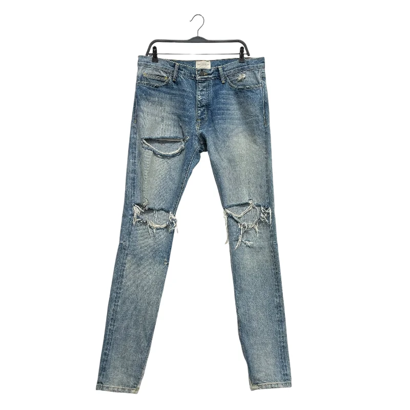 FEAR OF GOD/Straight Pants/34/Denim/BLU/FOURTH COLLECTION DISTRESSED