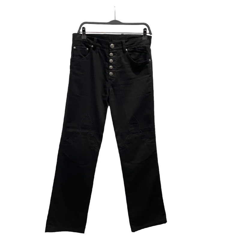 CHROME HEARTS/Straight Pants/31/Cotton/BLK/Graphic/Le Fleur Knee Denim/Silver