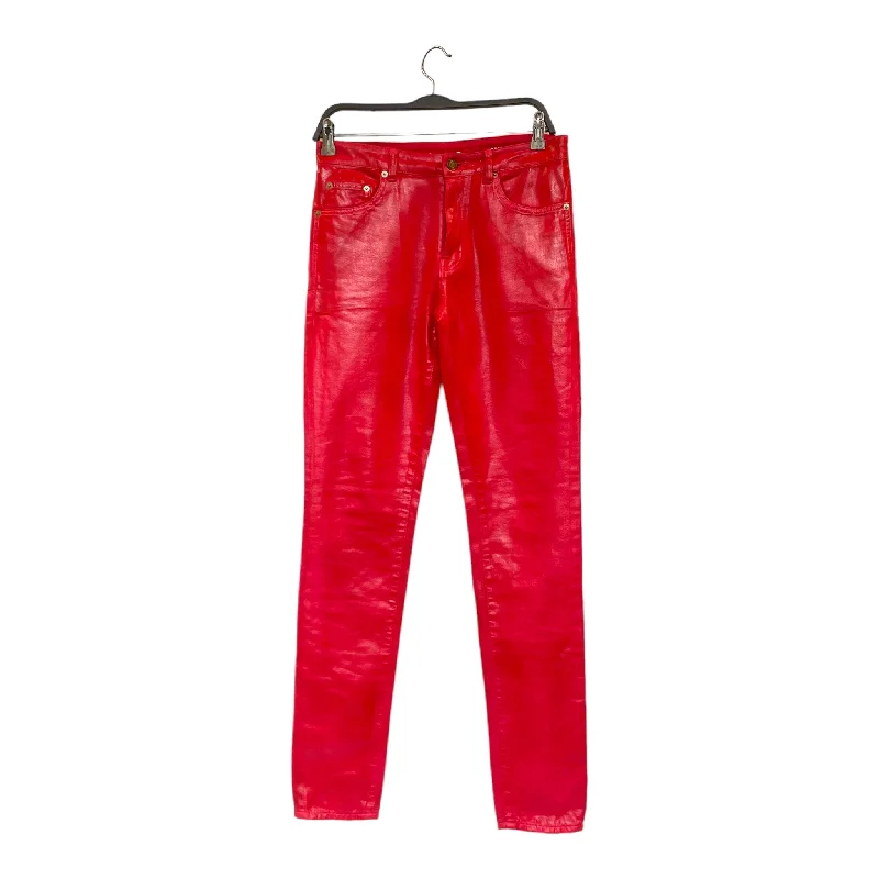 SAINT LAURENT/Straight Pants/27/Acrylic/RED/faux leather