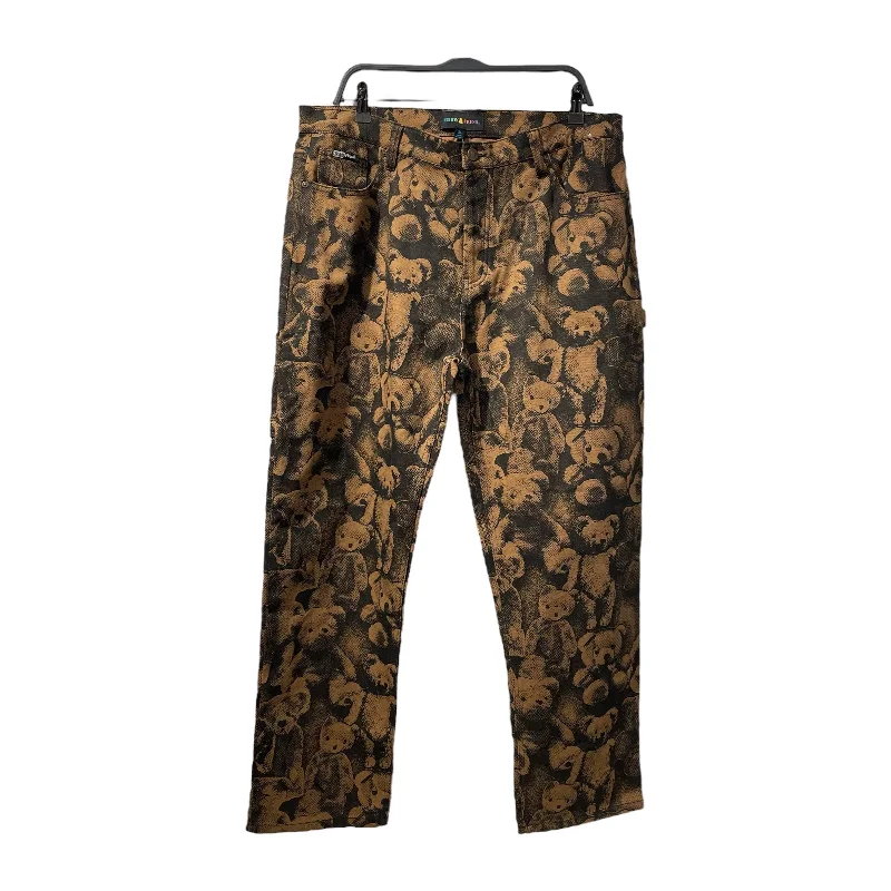 TEDDY FRESH/Straight Pants/36/Denim/BRW/All Over Print/