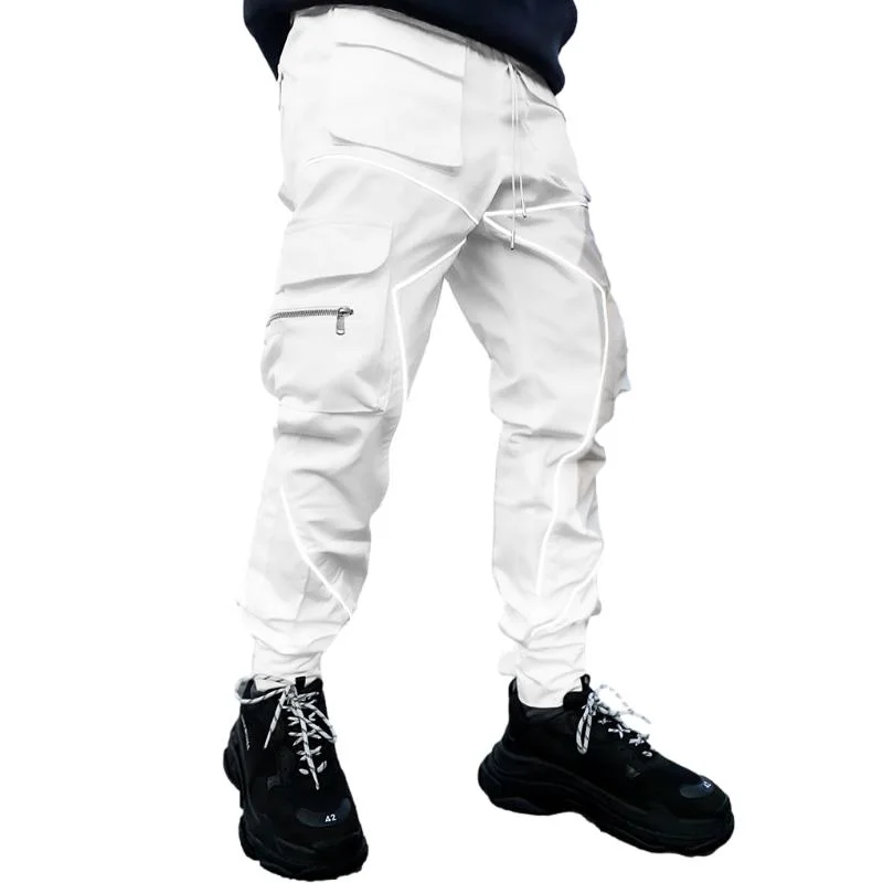 American Reflective Line Cargo Pants-White