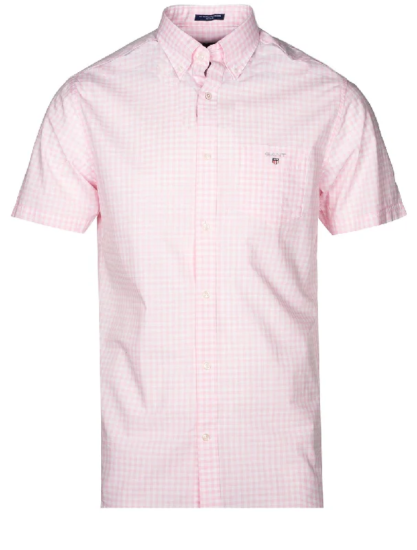 Regular Fit Broadcloth Gingham Shortsleeve Buttondown California Pink