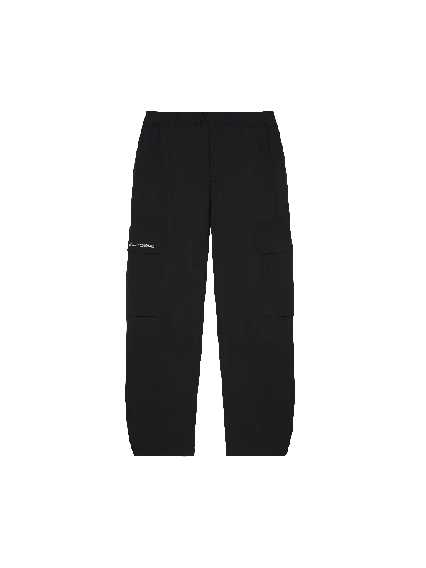 Mens Cotton Linen Cargo Pants—black