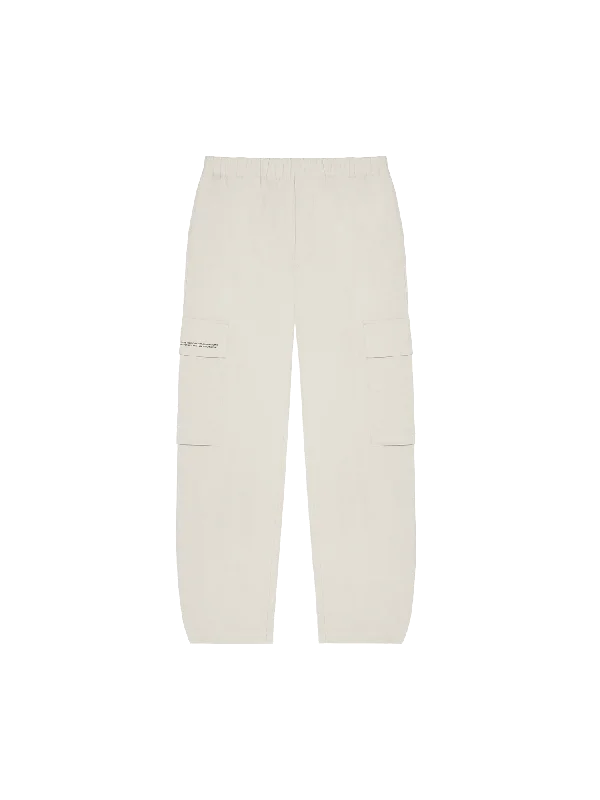 Mens Organic Cotton Linen Cargo Pants—limestone