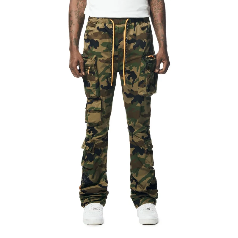 Stacked Windbreaker Utility Pants - Wood Camo