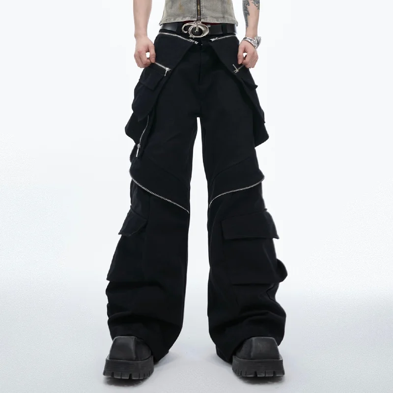 Zipper Large Pocket Cargo Pants