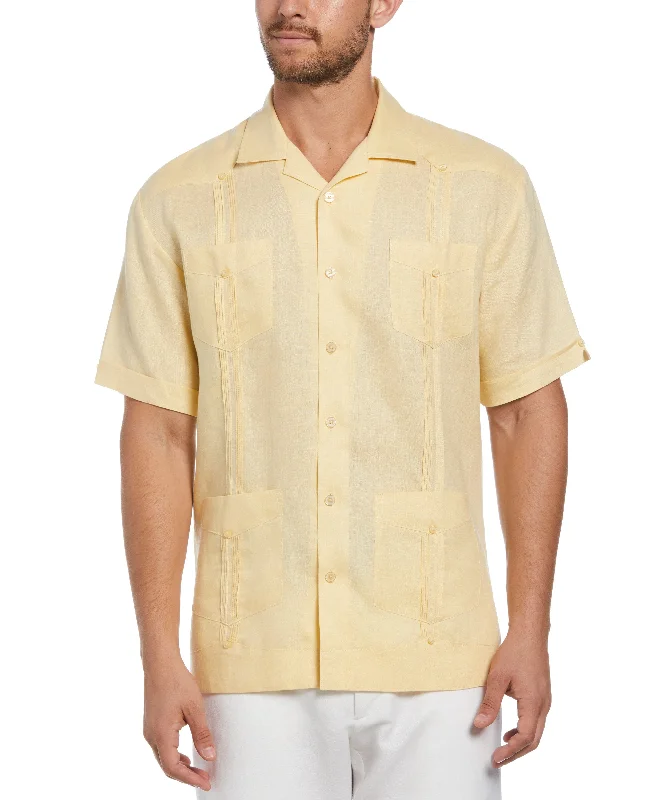 100% Linen Classic Guayabera Shirt - Short Sleeve