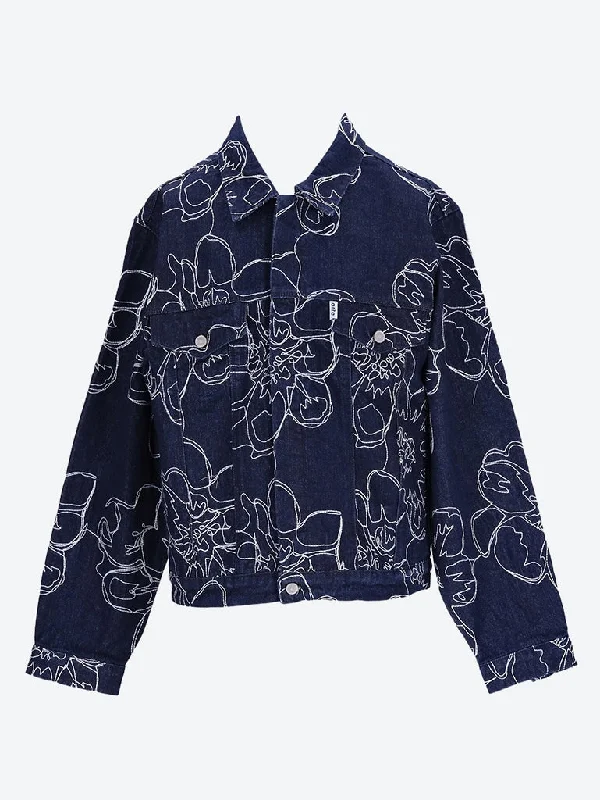 Flower stitch denim jacket