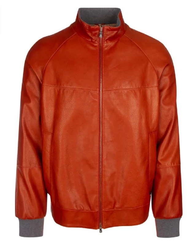 Brunello Cucinelli Men's Bomber Jacket In Orange