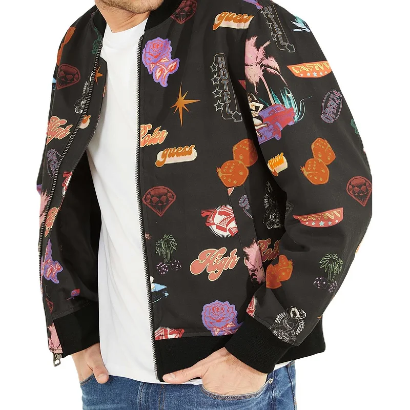 Mens Printed Cold Weather Bomber Jacket