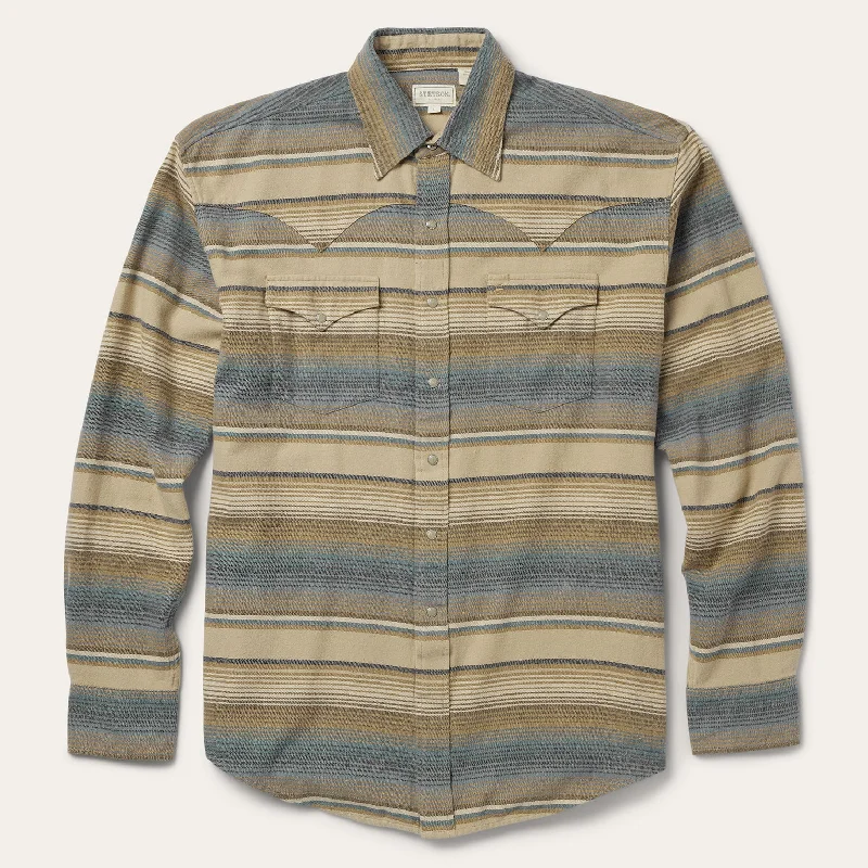 Blue Stripe Flannel Western Shirt