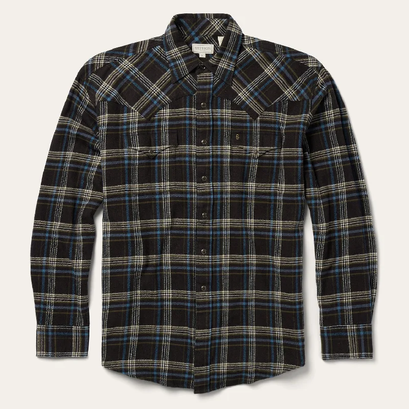 Brown Plaid Flannel Western Shirt