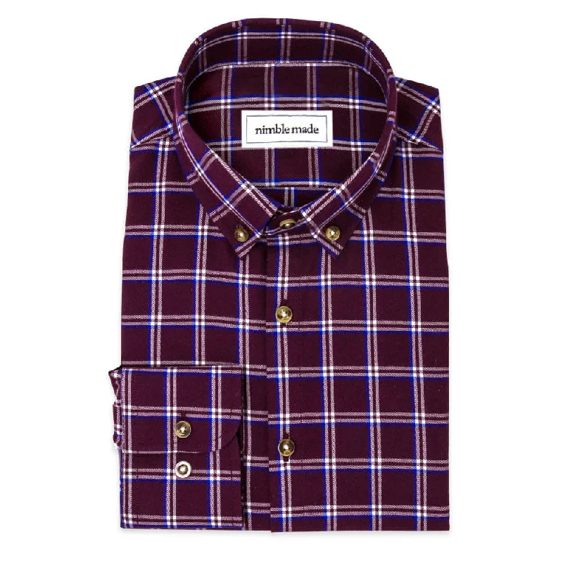 Burgundy and White Flannel Button Down Shirt | The Azuki